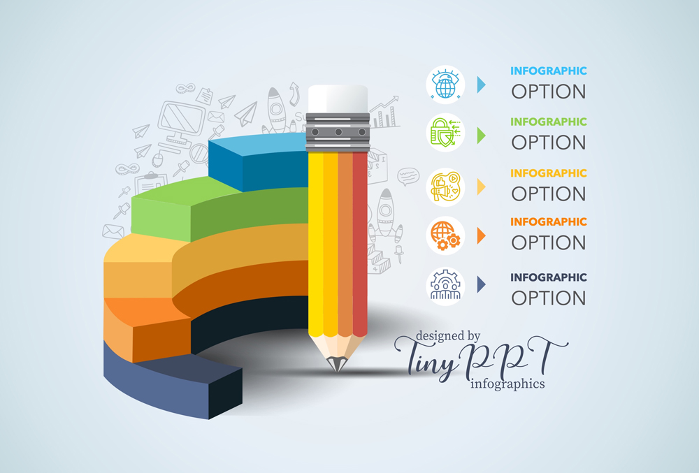 Pencil Staircase Process Infographic Concept